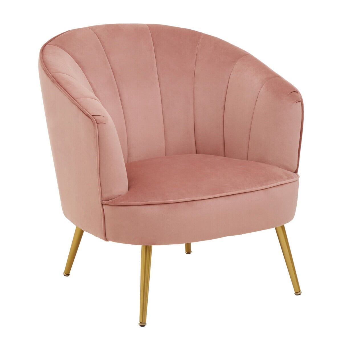 Liora Pink Velvet Curved Accent Chair with Gold Legs Furniture 