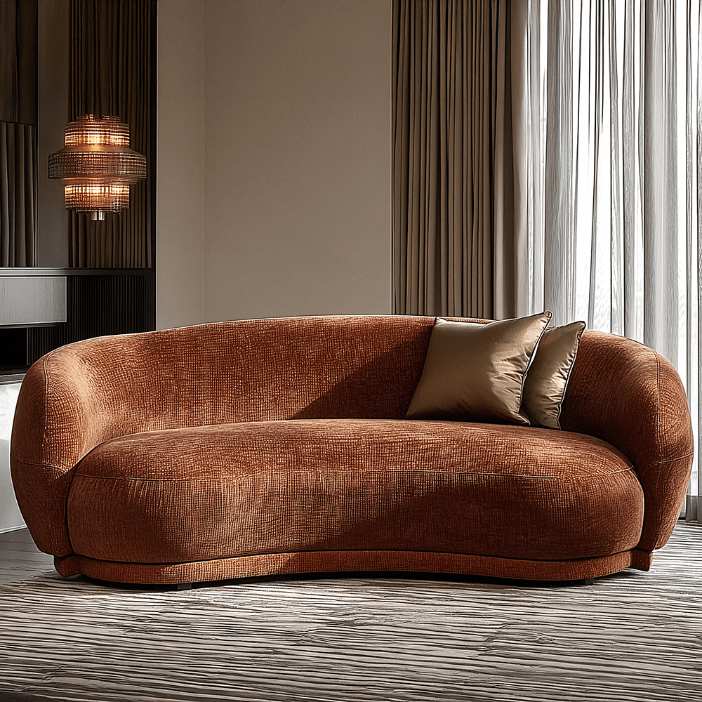 Liora Terracotta Chenille Curved 2 Seater Sofa Rowen Homes Liora Terracotta Chenille Curved 2 Seater Sofa Rowen Homes