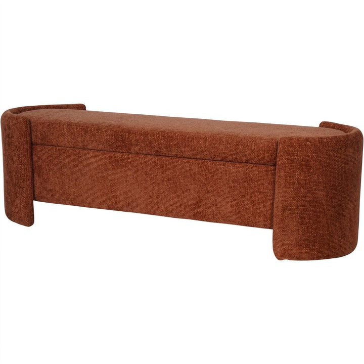 Liora Terracotta Chenille Upholstered Storage Bench Furniture 