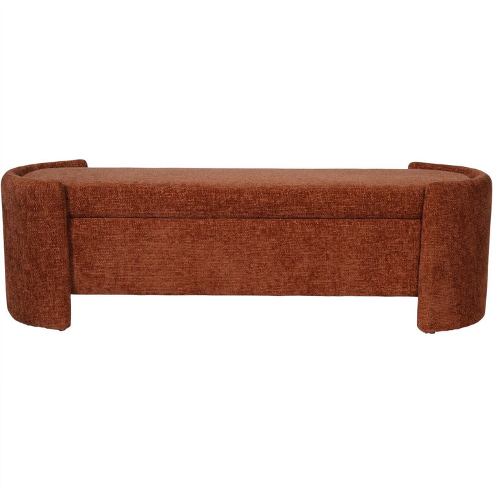 Liora Terracotta Chenille Upholstered Storage Bench Furniture 