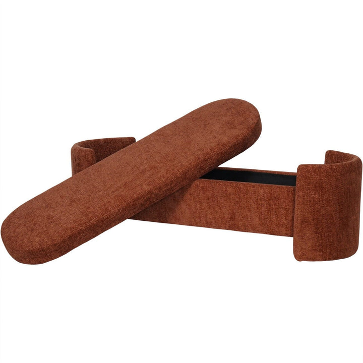 Liora Terracotta Chenille Upholstered Storage Bench Furniture 