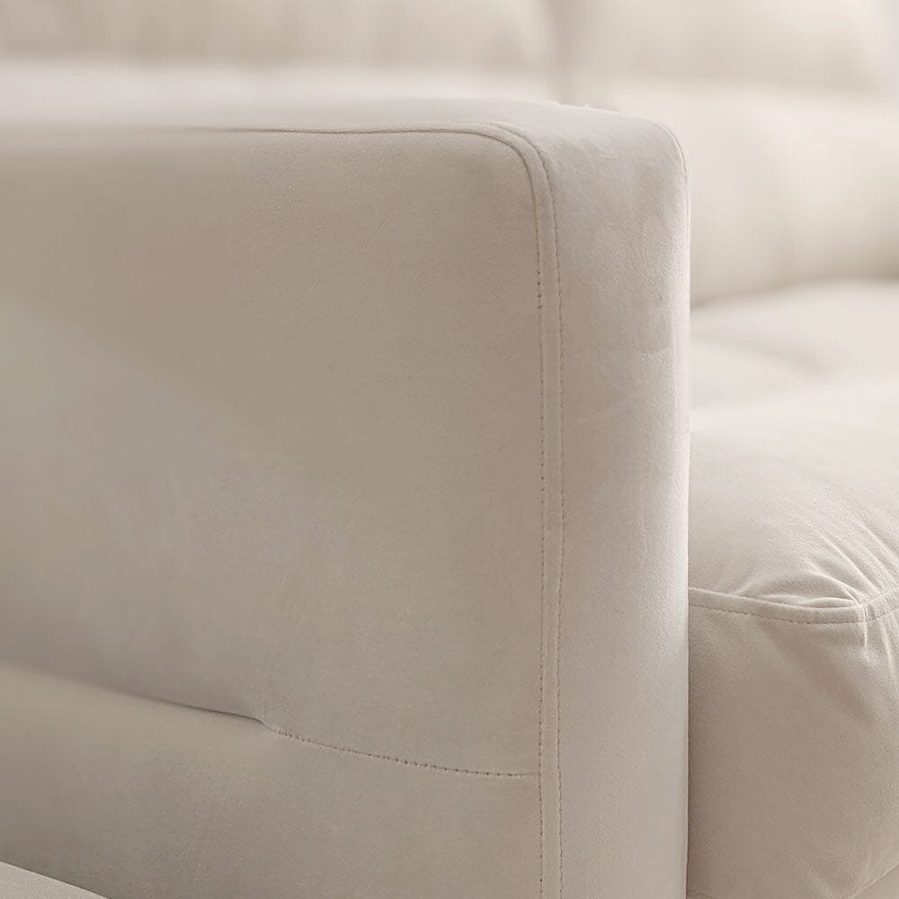 Lisbon Cream Velvet Sofa Range with Stitch Detailing Sofa 