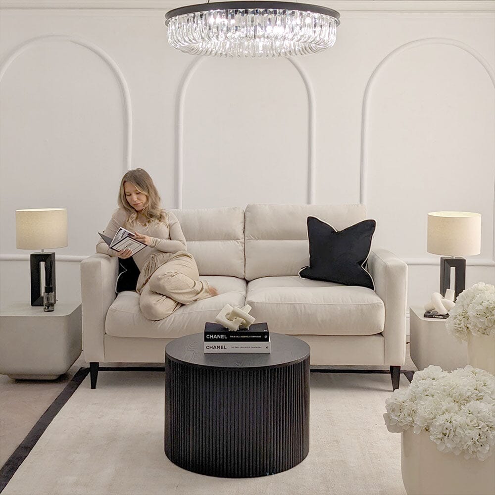 Lisbon Cream Velvet Sofa Range with Stitch Detailing Sofa 