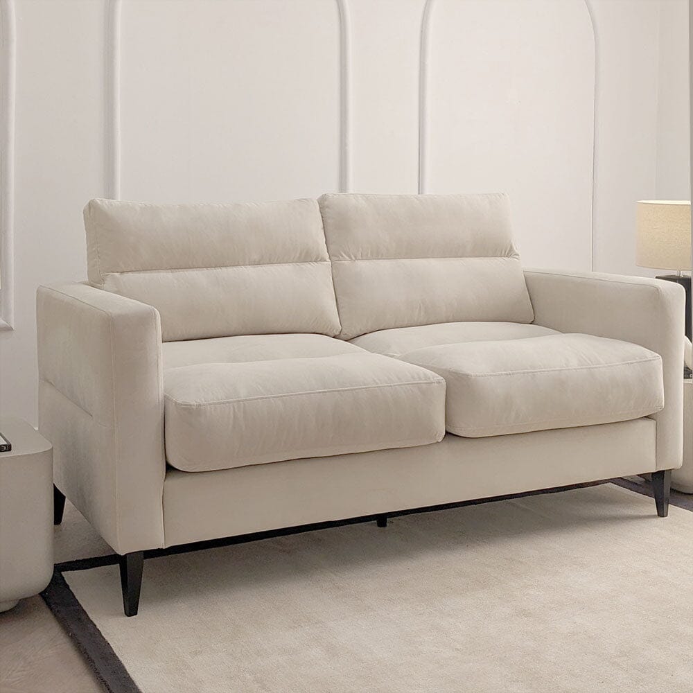 Lisbon Cream Velvet Sofa Range with Stitch Detailing Sofa 