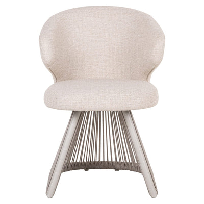 Liu Cream Upholstered Outdoor Dining Chair with Rope Detail Outdoor 