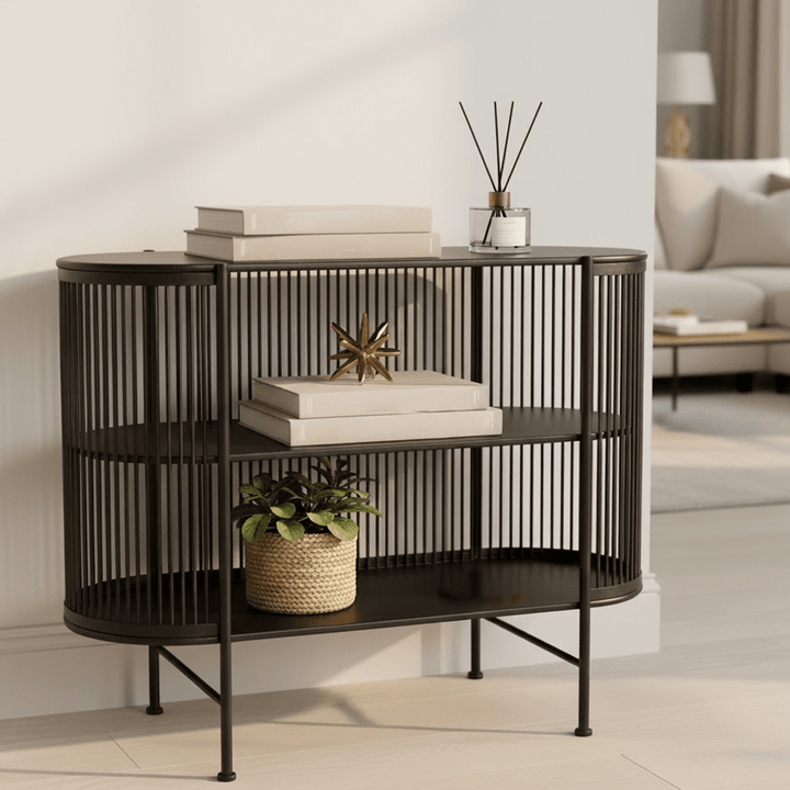Liva Black Metal Shelving Unit Furniture 