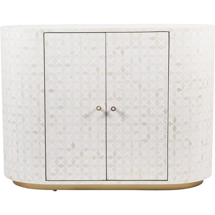 Livia Cream & Gold Patterned Bone 2 Door Cabinet Furniture 