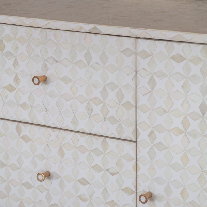 Livia Cream & Gold Patterned Bone Sideboard Furniture 