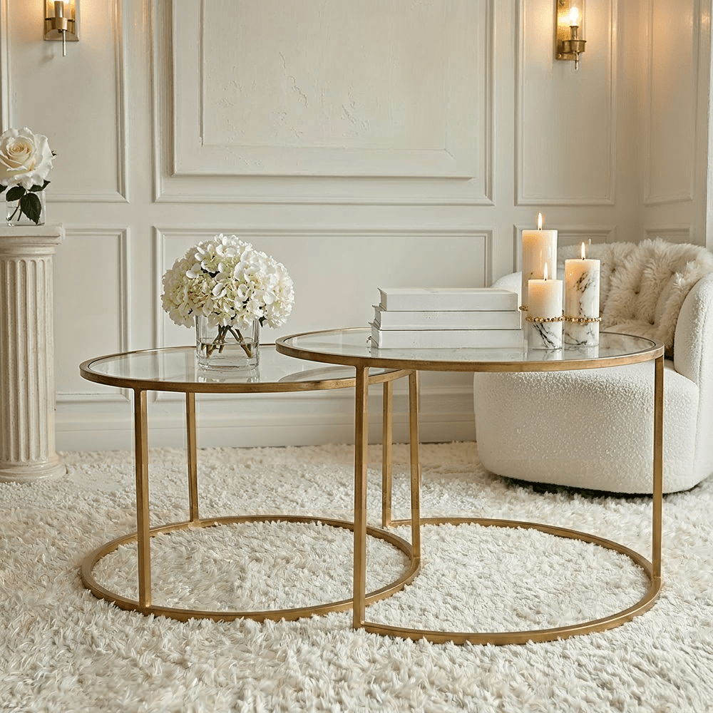 Loire Gold & Glass Nested Coffee Tables - Set of 2 Furniture 
