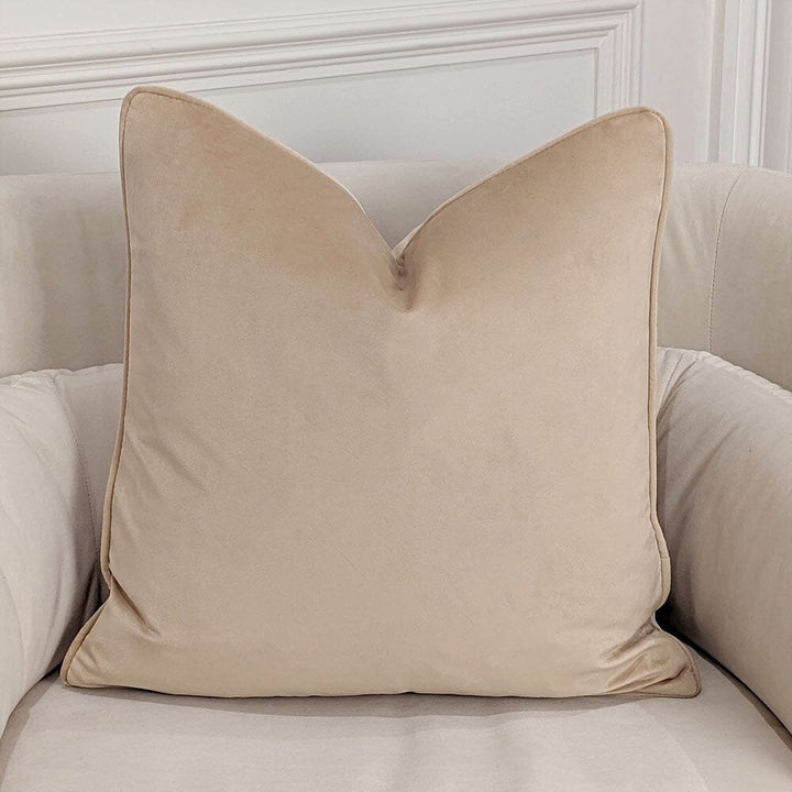 London Champagne Velvet Piped Cushion - 46x46cm Textiles 