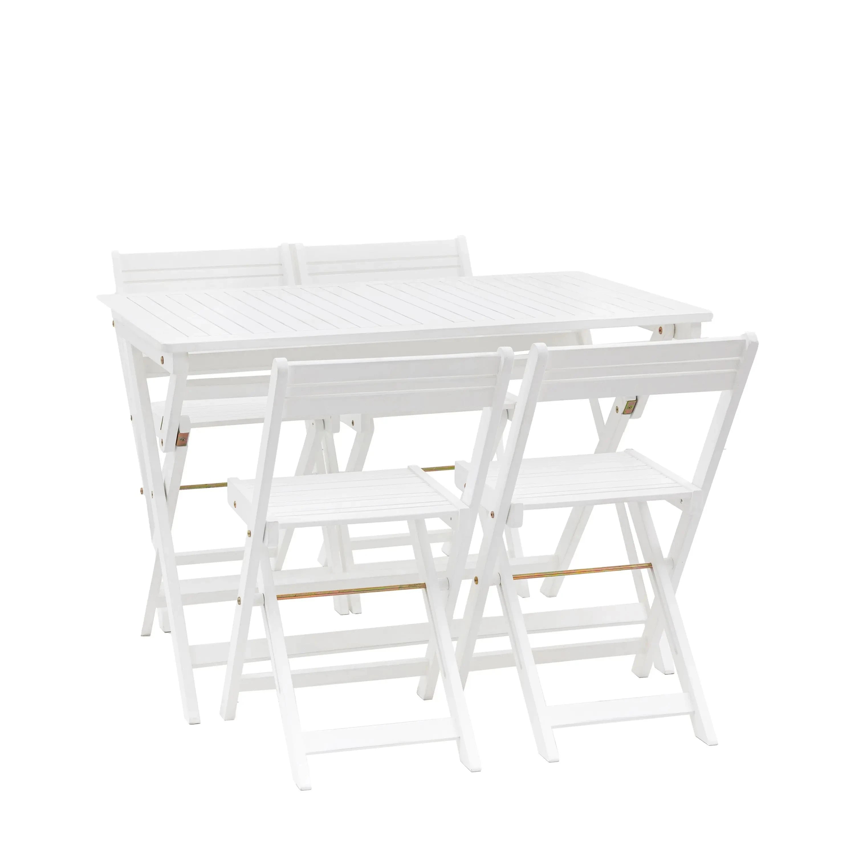 Longfield White Foldable Wooden Dining Set Outdoor 