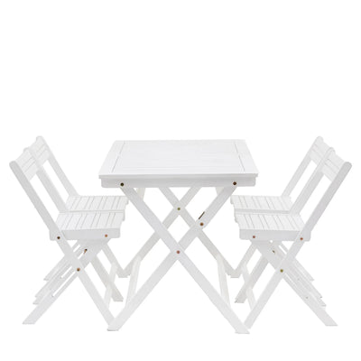 Longfield White Foldable Wooden Dining Set Outdoor 