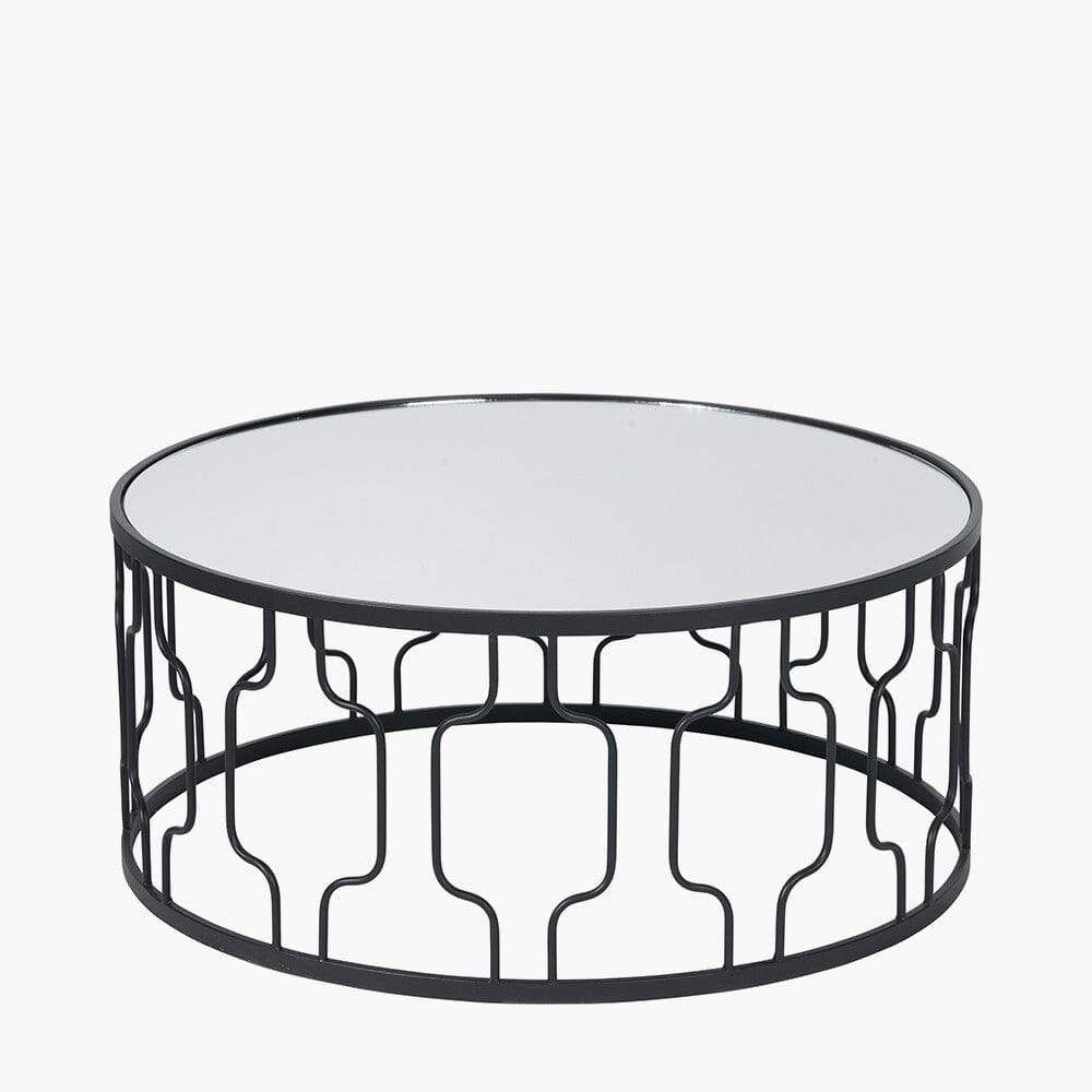 Lorenza Black Metal Coffee Table with Mirrored Top – Rowen Homes