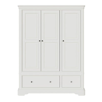 Louvre White Wooden 3 Door Wardrobe Furniture 