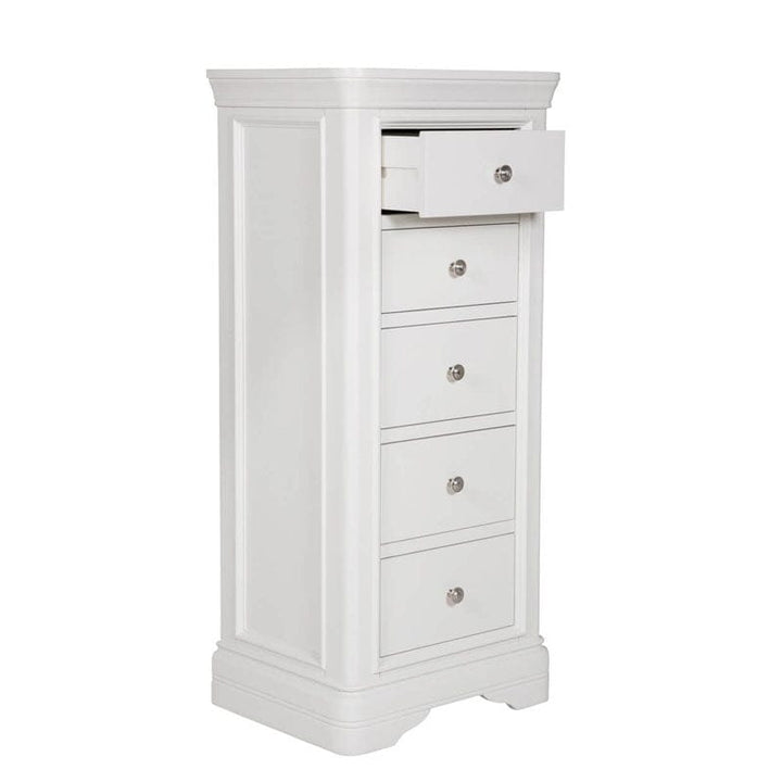 Louvre White Wooden 5 Drawer Tall Chest of Drawers Furniture 