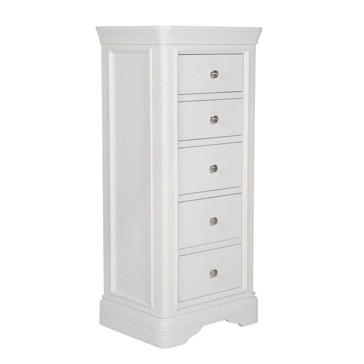 Louvre White Wooden 5 Drawer Tall Chest of Drawers Furniture 