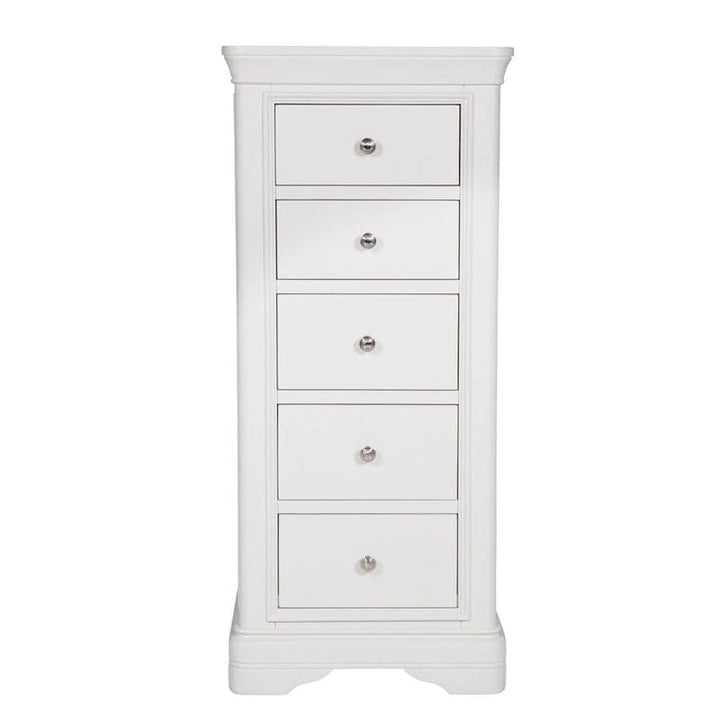 Louvre White Wooden 5 Drawer Tall Chest of Drawers Furniture 