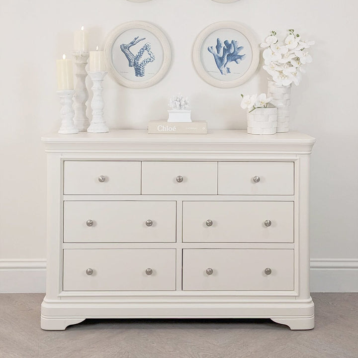 Louvre White Wooden 7 Drawer Chest Furniture 
