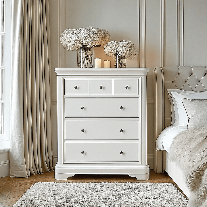 Louvre White Wooden 8 Drawer Chest Furniture 