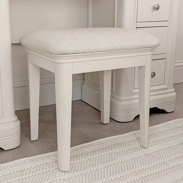 Louvre White Wooden Upholstered Stool Furniture 