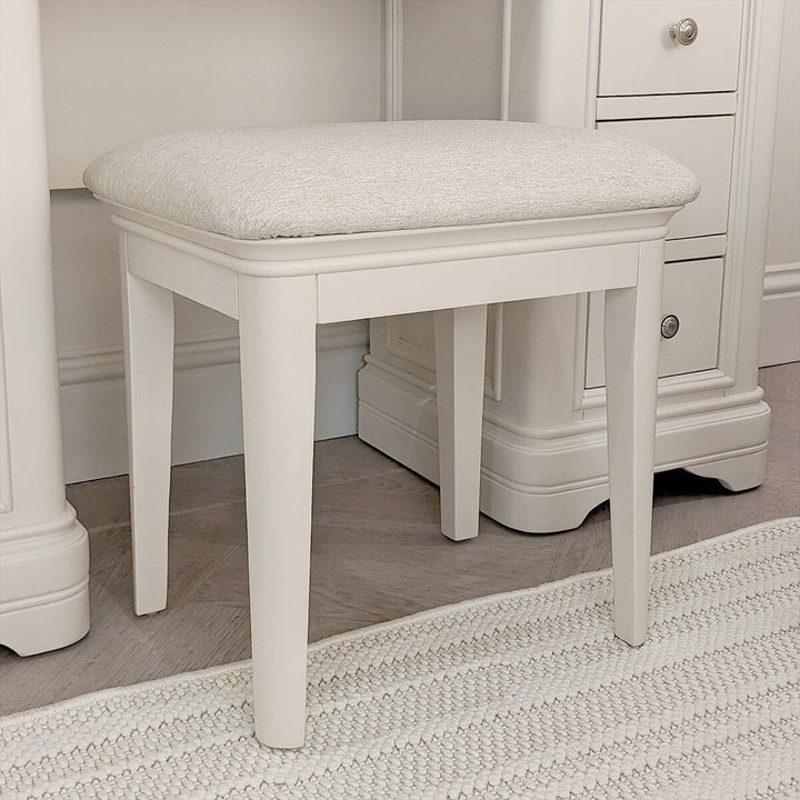 Louvre White Wooden Upholstered Stool Furniture 