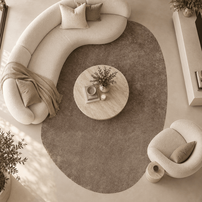 Lowen Luxury Brown Pebble Shaped Rug Textiles 