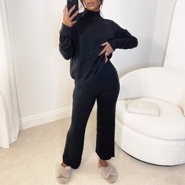 Lucianna Black Cable Knit Co-Ord Co-Ords 