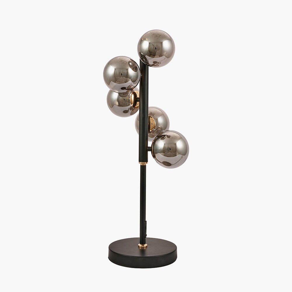 Luella Black Metal & Smoked Glass 5 Light Table Lamp – Rowen Homes