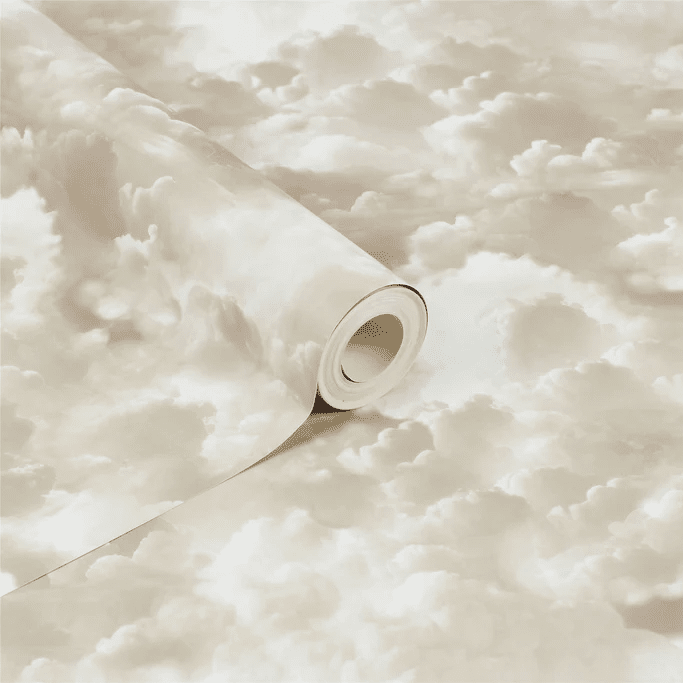 Luna Neutral Cloud Print Wallpaper – Rowen Homes