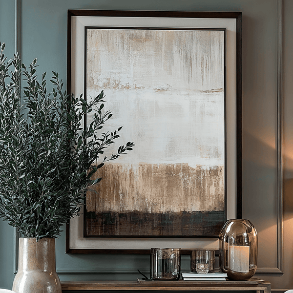 Lunebay Neutral Wall Art in Dark Wooden Frame Accessories 