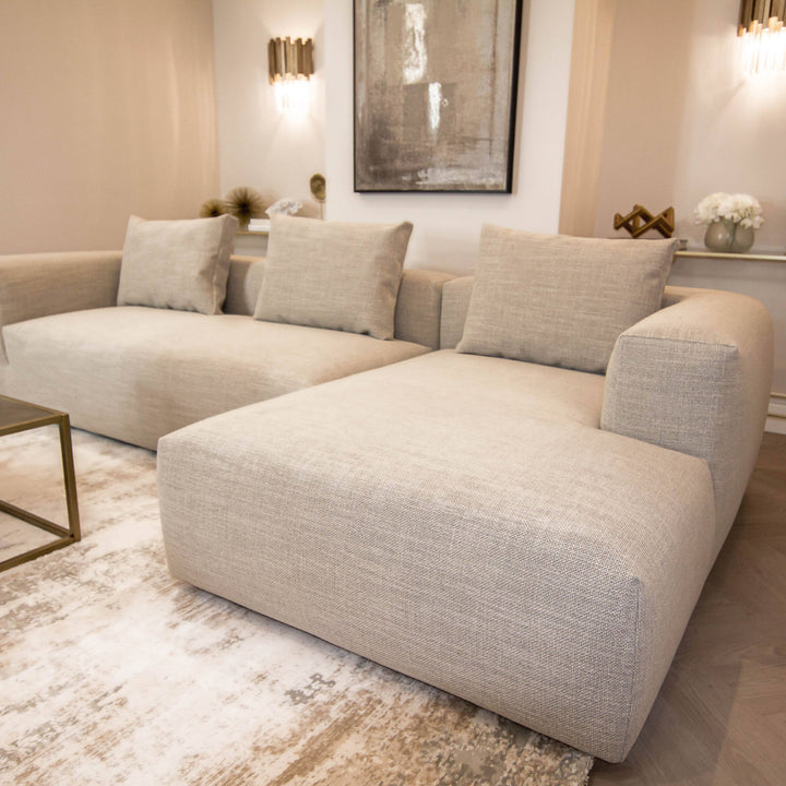 Luxxe Oatmeal Woven 2.5 Seater Corner Sofa - Right Hand Face MTO Sofa 