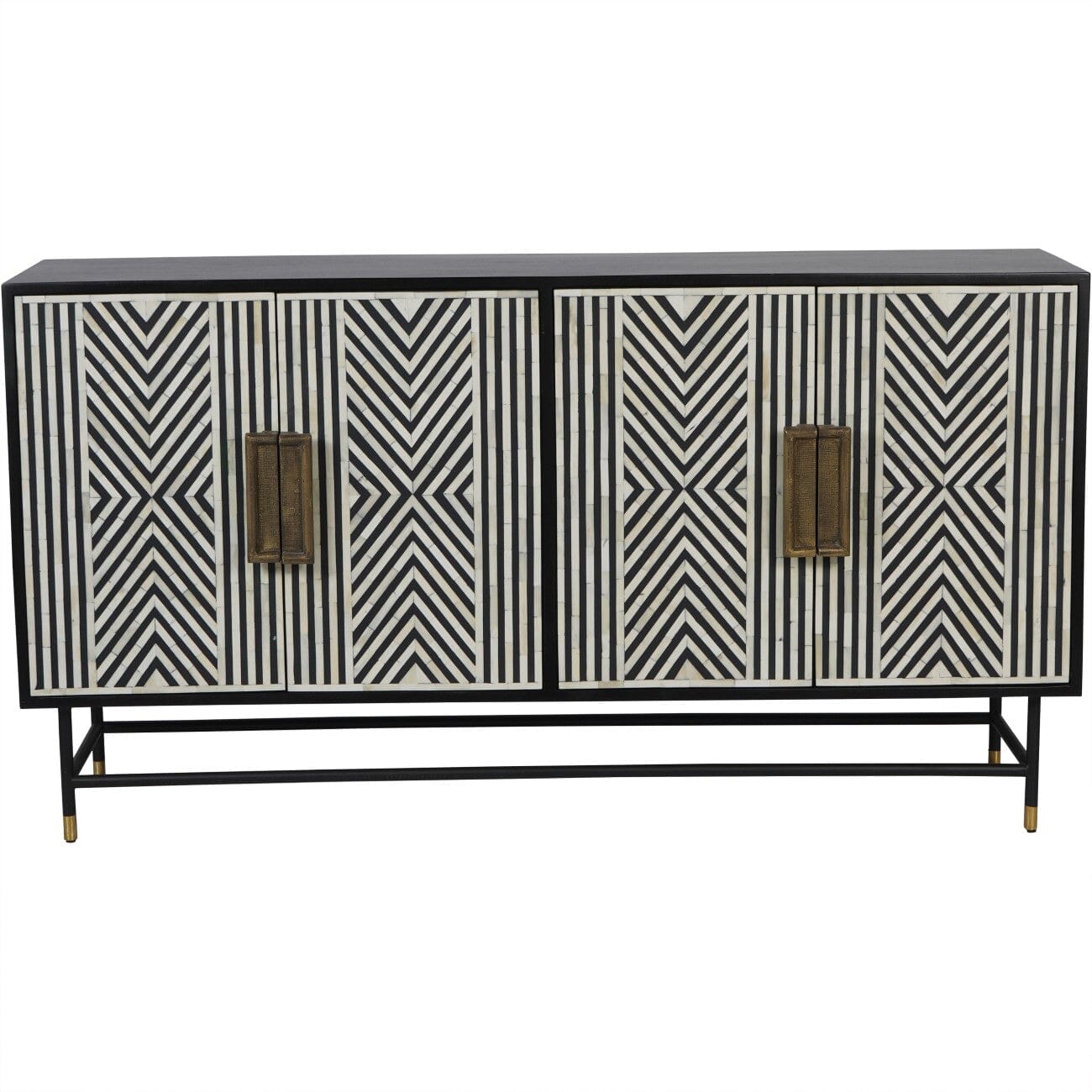 Lydia Luxury Monochrome 4 Door Sideboard Furniture 