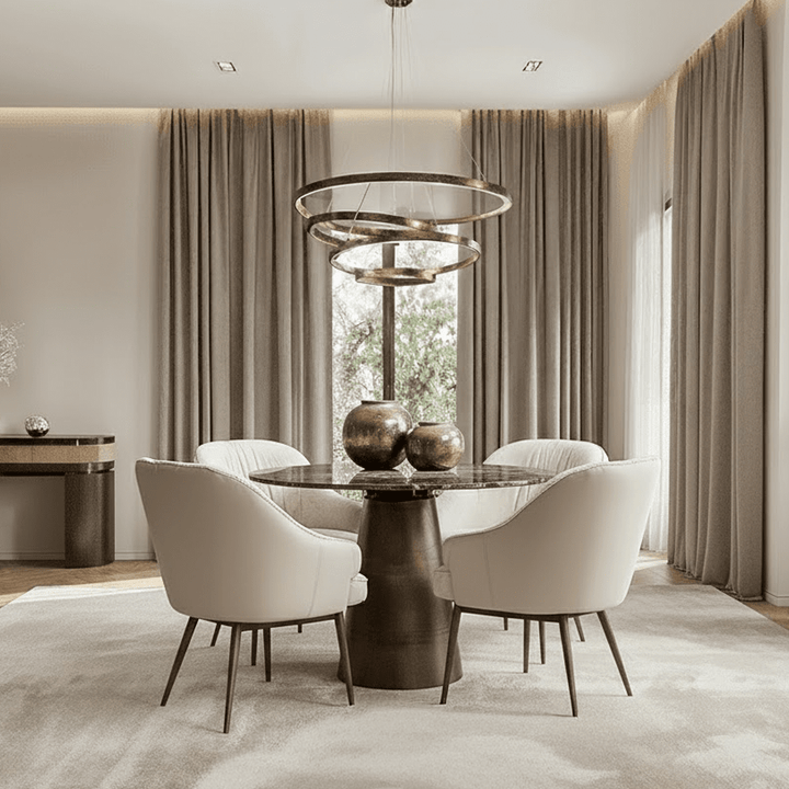 Macci Bronze & Dark Marble Round Dining Table Furniture 