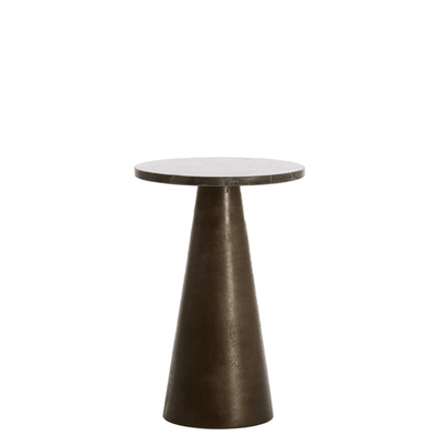 Macci Bronze & Dark Marble Round Side Table Furniture 