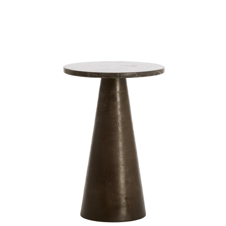 Macci Large Bronze & Dark Marble Round Side Table Furniture 