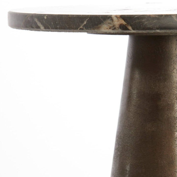 Macci Large Bronze & Dark Marble Round Side Table Furniture 