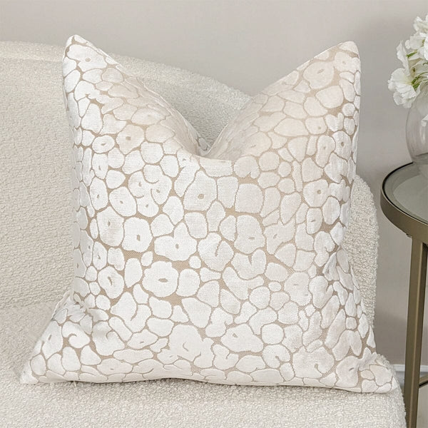 Macy Ivory Leopard Print Cushion - 43x43cm Textiles 