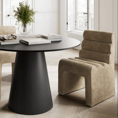 Maddy Beige Velvet Chenille Upholstered Dining Chair Furniture 
