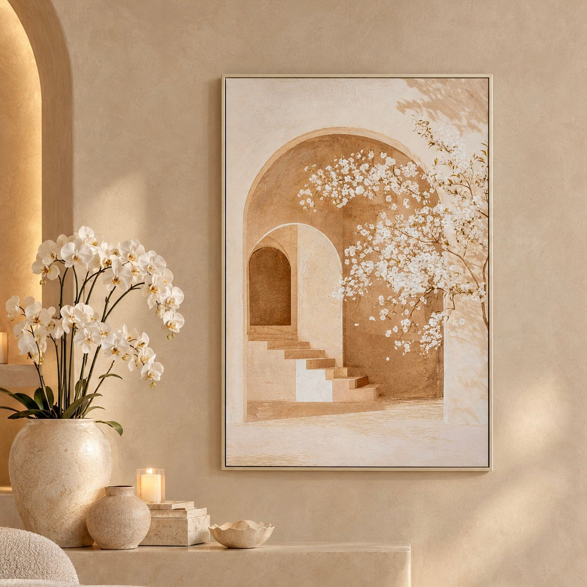 Madelyn Blossom Detail Neutral Handpainted Canvas Wall Art Accessories 