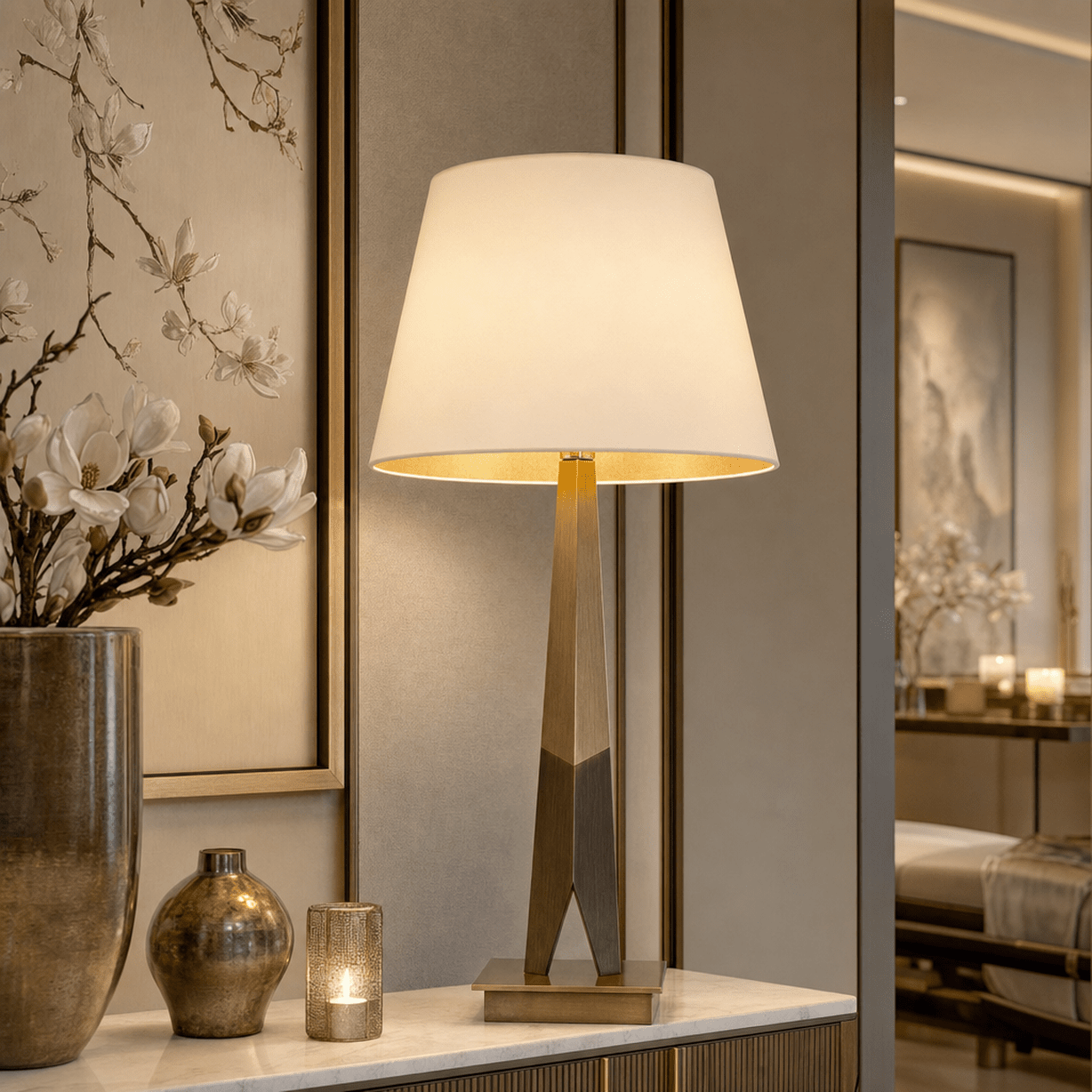 Mae Bronze & Gold Tall Table Lamp Lighting 