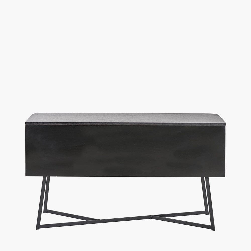 Maeva Black Ash Veneer & Metal 2 Door 2 Drawer Sideboard Furniture 