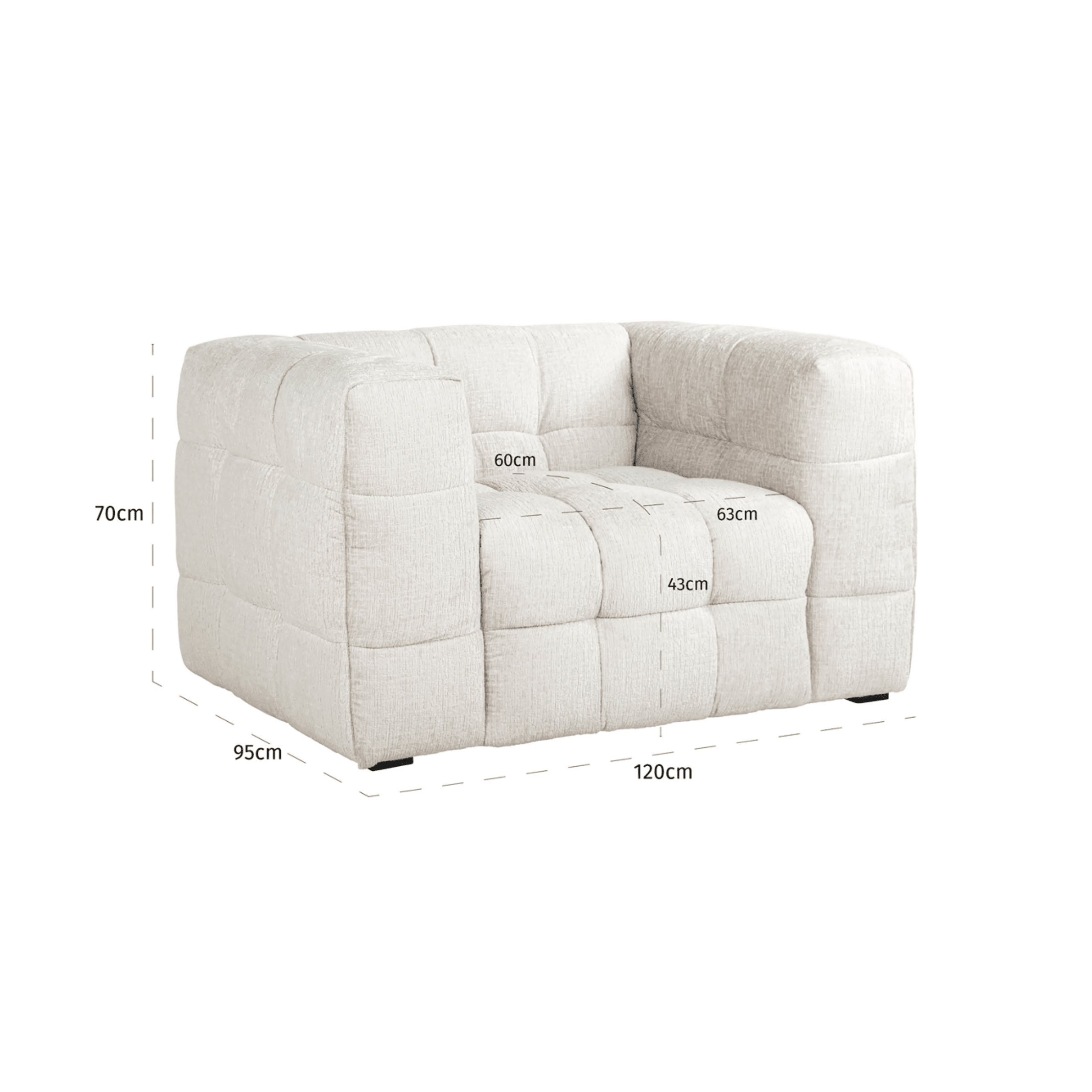 Maggie Cream Chenille Quilted Armchair Furniture 