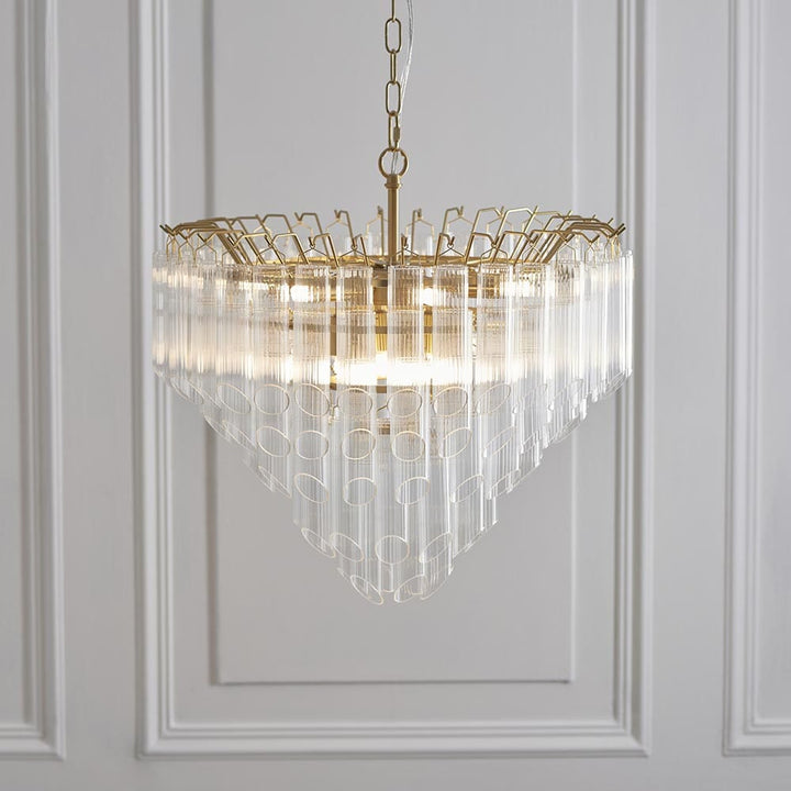 Maisie Luxury Gold & Glass 12 Light Pendant Ceiling Light Lighting 