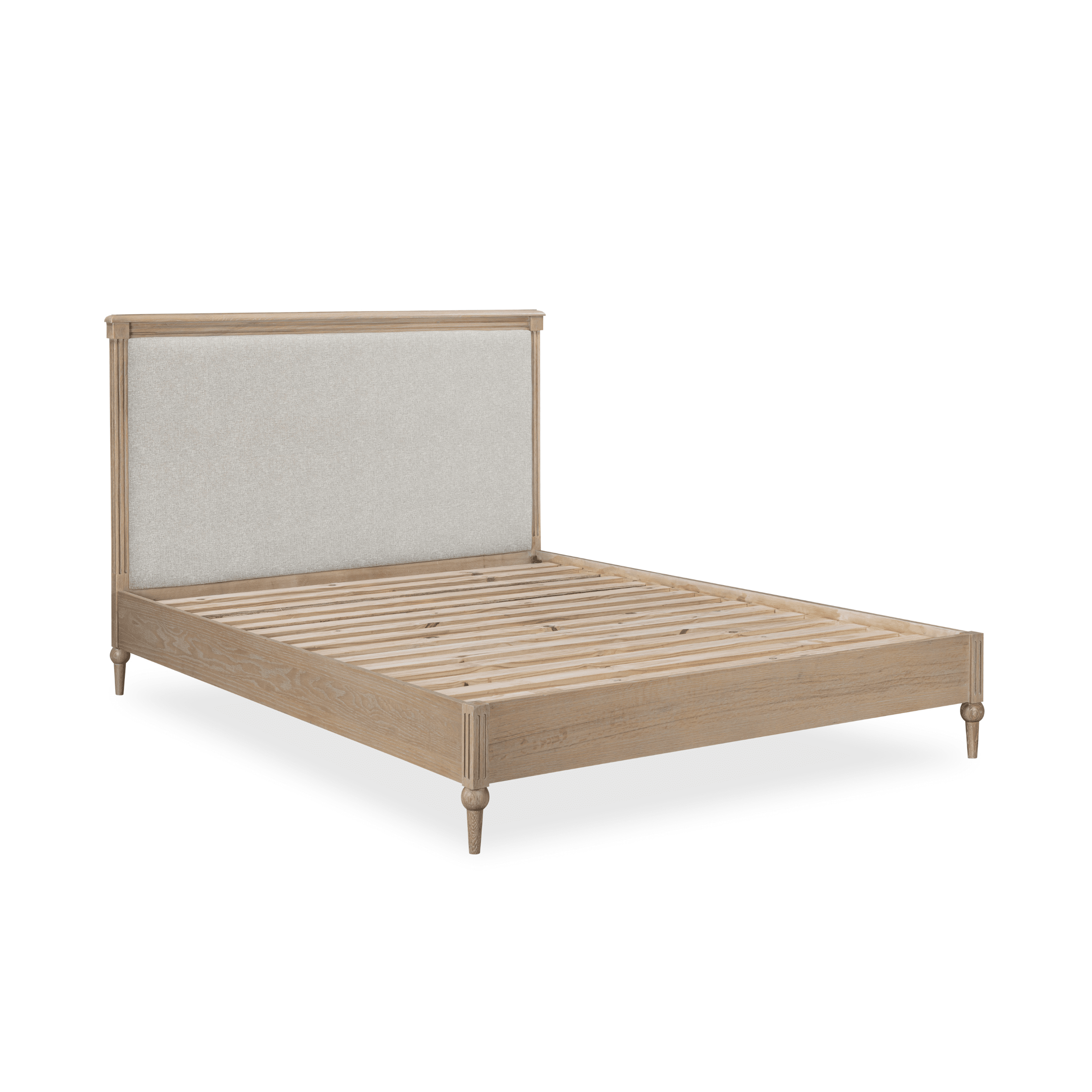 Malibu Cream Linen & Washed Wood Upholstered Bed Beds and Headboards 