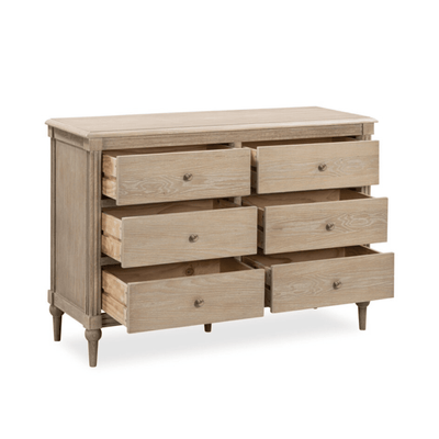 Malibu Washed Wood 6 Drawer Chest Furniture 
