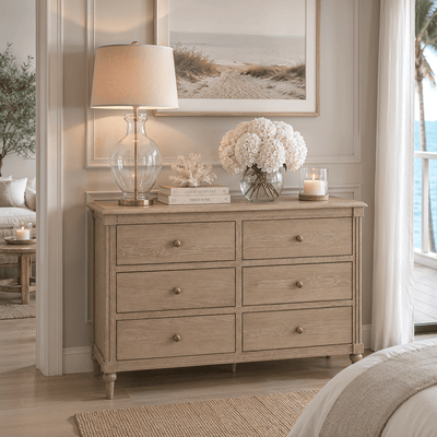 Malibu Washed Wood 6 Drawer Chest Furniture 