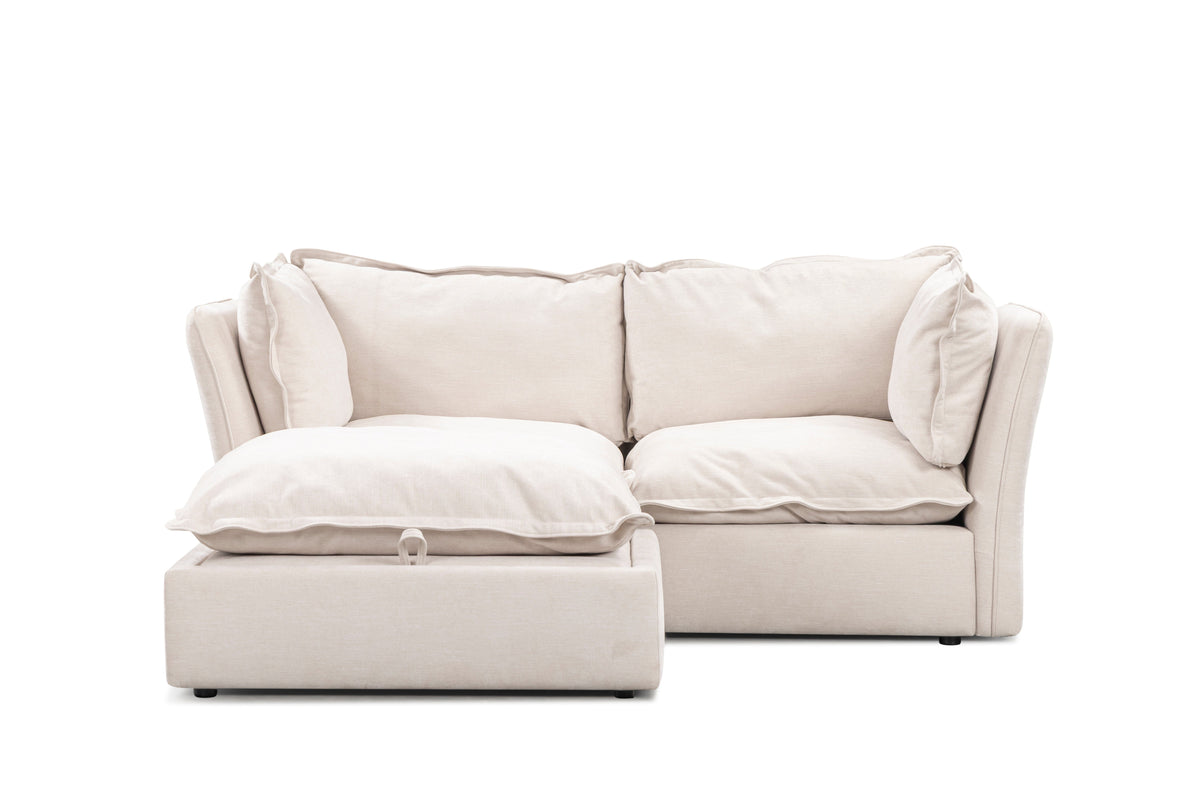 Mallow Coastal Weave 2 Seater Sofa with Storage Footstool Sofa 