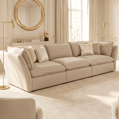 Mallow Coastal Weave Linen 3 Seater Sofa Sofa 