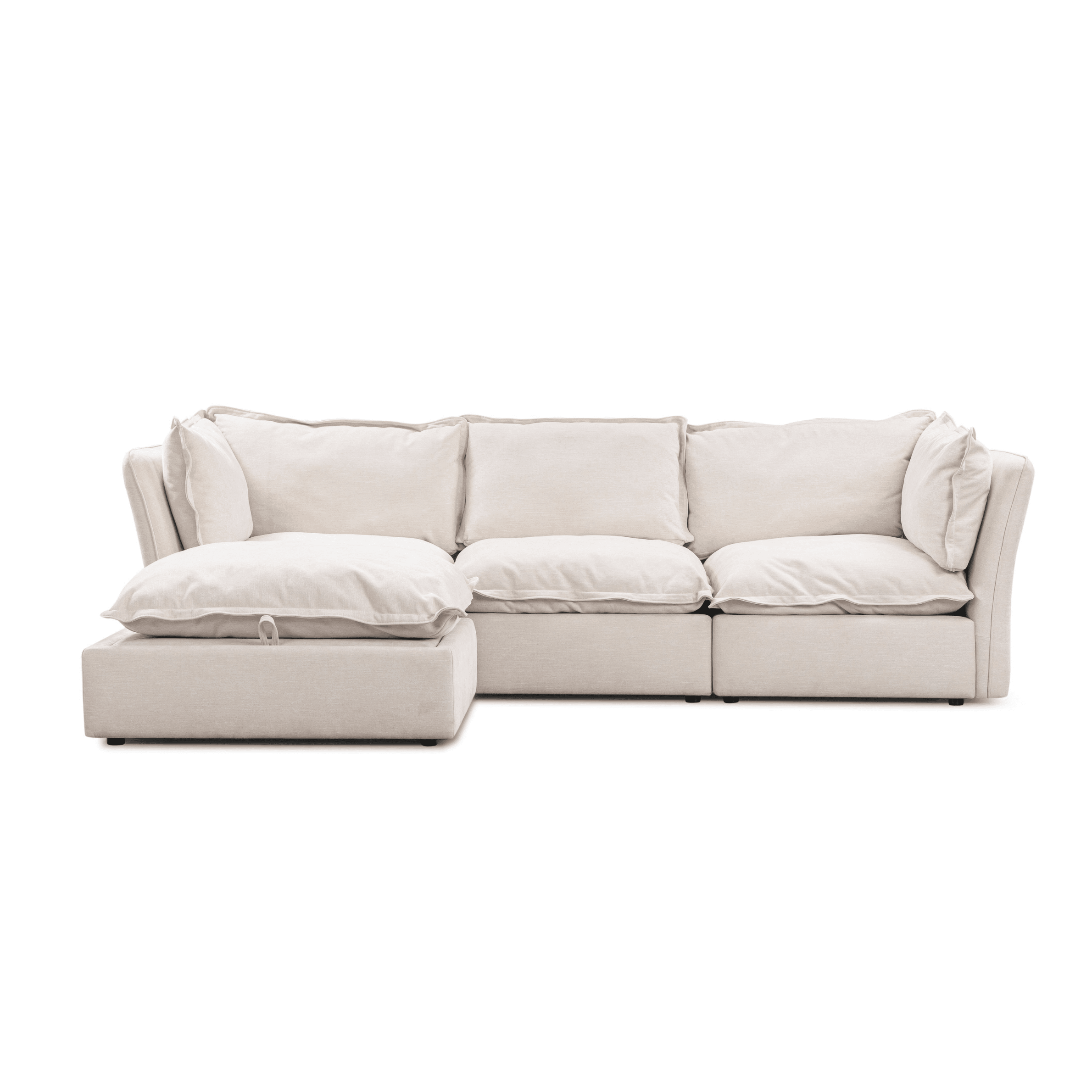 Mallow Coastal Weave Linen 3 Seater Sofa with Storage Footstool Sofa 