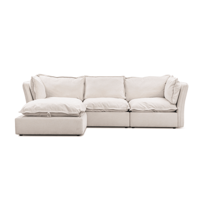Mallow Coastal Weave Linen 3 Seater Sofa with Storage Footstool Sofa 